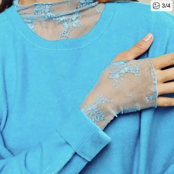 Free People NWOT Luxy Lady Lace Layering Top in Blue Bell sz XS & SML - Picture 6 of 14